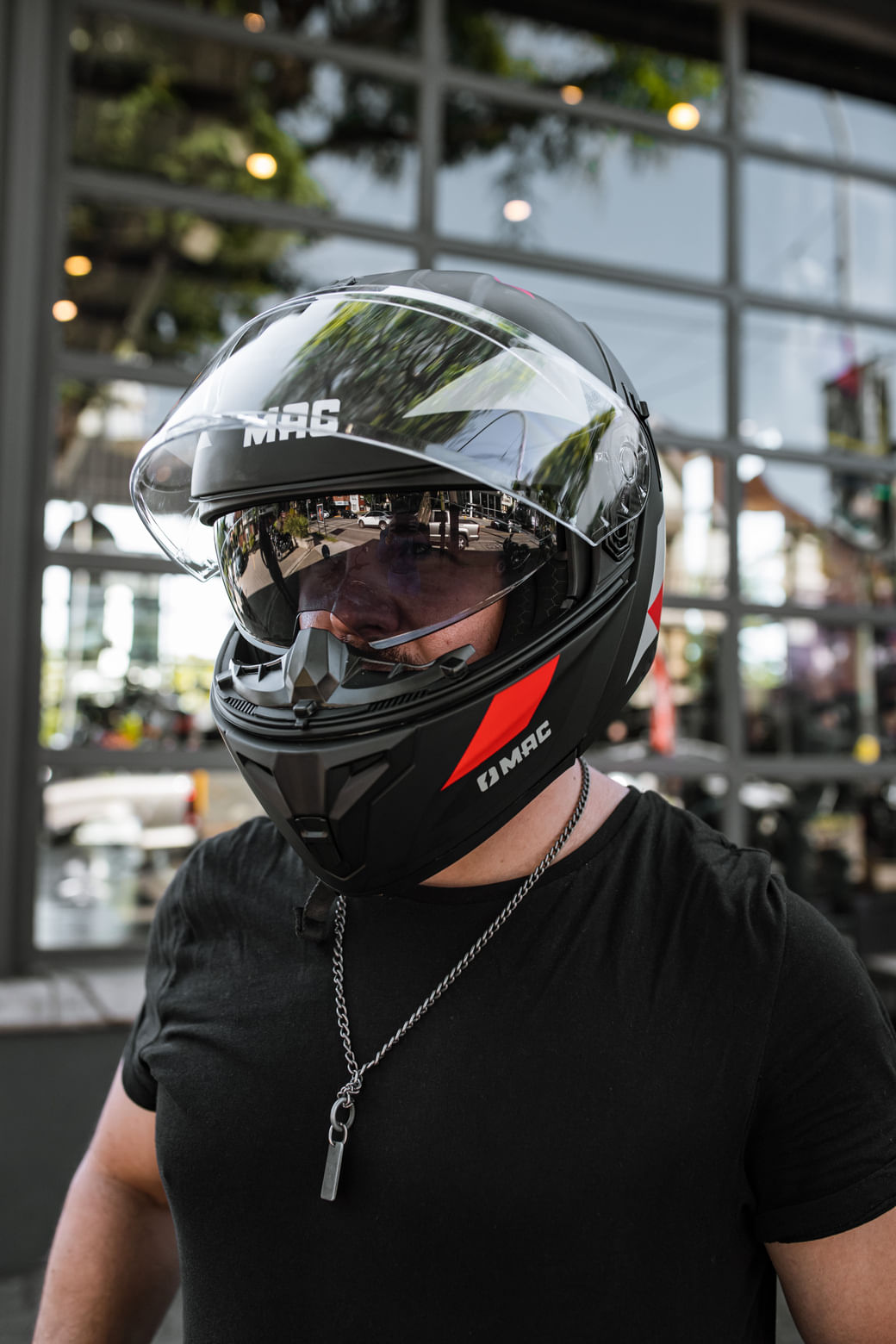 Casco MAC 166 Blaze Gewalt Negro / Rojo / Mate